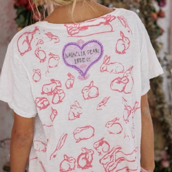 Magnolia Pearl DUCKS LOVE STRAWBERRIES Tee OS NWT Boho Quirky Unique Whimsical - Picture 6 of 10